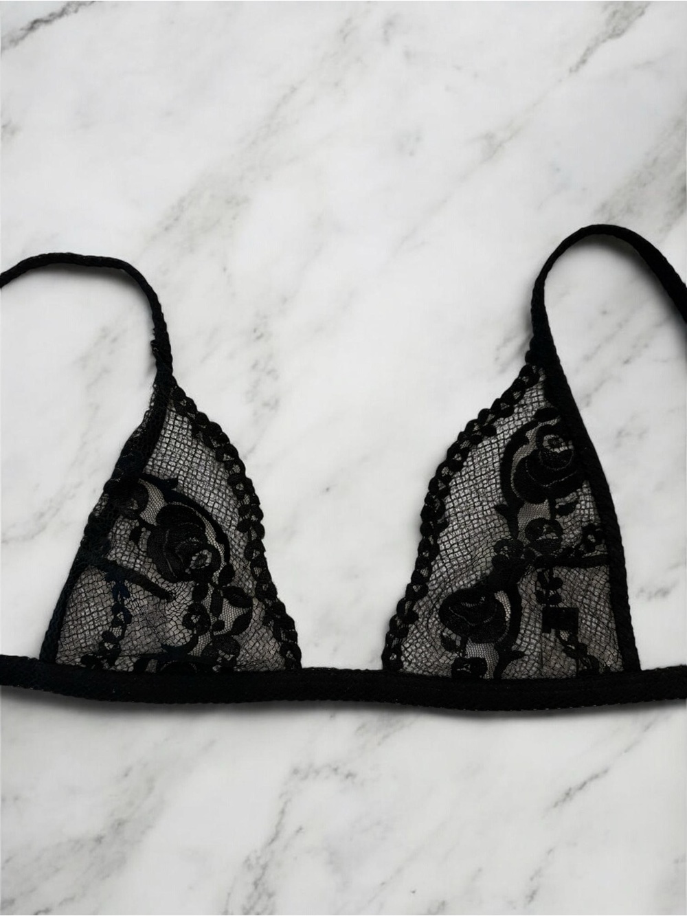 La Perla Floral Lace Triangle Bra Black Sheer Luxury Lingerie